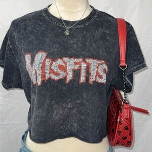 Misfits Distressed Black crop Graphic Tee goth grunge